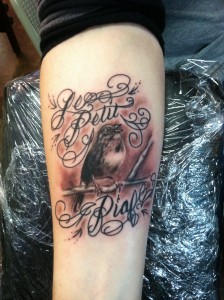 custom_realistic_feminie_song_bird_sparrow_black_and_grey_arm_tattoo_by_david_meek_tattoos_tucson_arizona