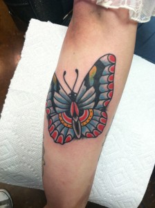 Traditional butterfly tattoo, tucson tattoo artist, Fast Lane Tatt oo, Tucson Arizona, Inked girls, Keith B Machineworks, Bishop Rotary, Kingpin Tattoo Supply, Eternal Ink