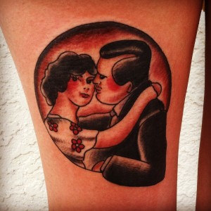 Traditional couple tattoo, Thigh tattoo, girls with tattoos, cute tattoos, sexy tattoos, girly tattoos, tucson tattoo artist, fast lane tattoo, tattooer, keith b machineworks, bishop rotary, kingpin tattoo supply, eternal ink